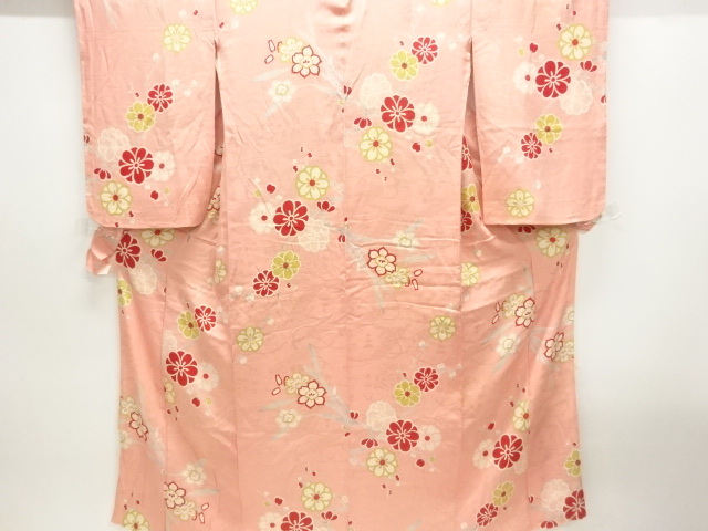 アンティーク　紋錦紗　花模様着物(解き途中)